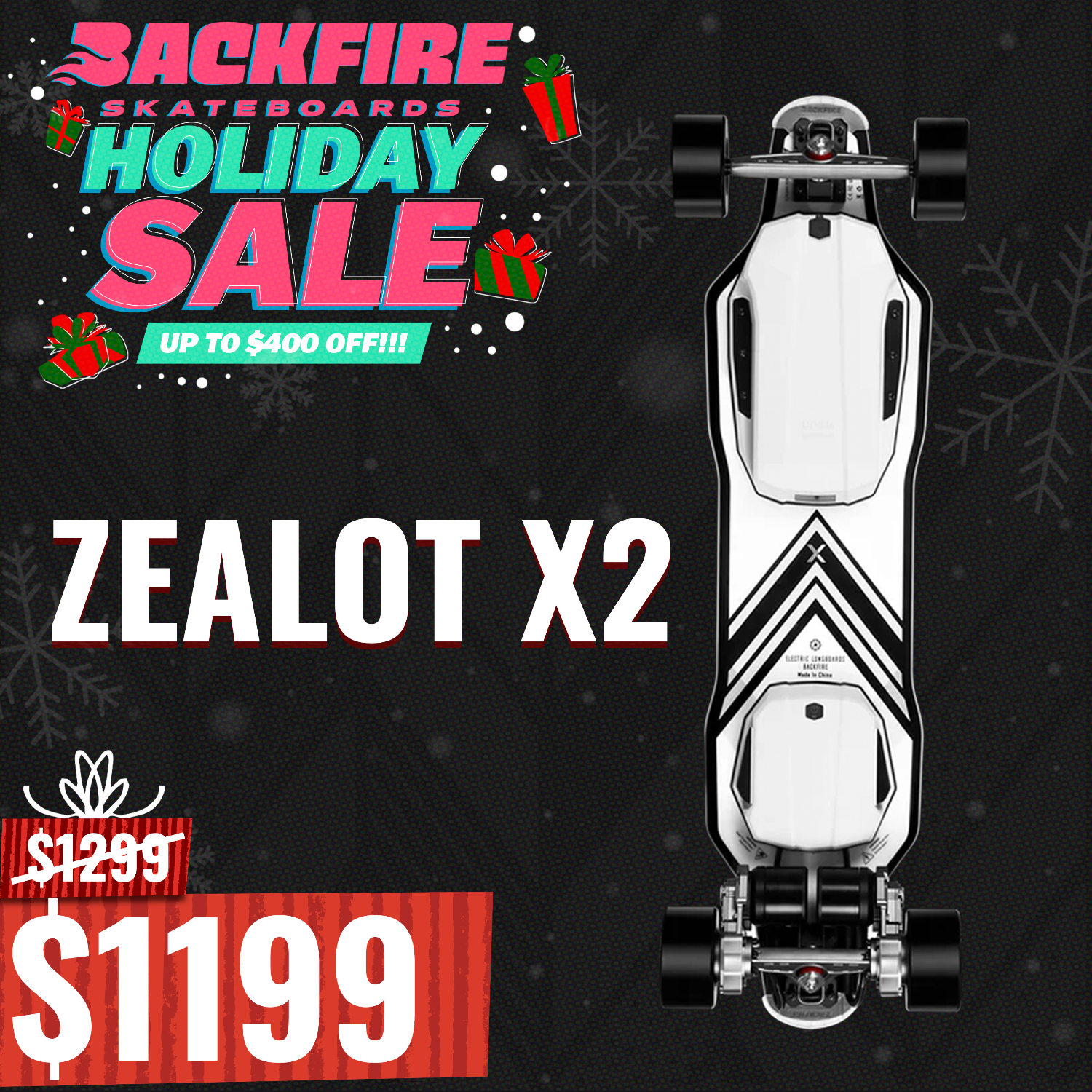 Backfire Zealot X2 Gear Drive Electric Skateboard with Major V3